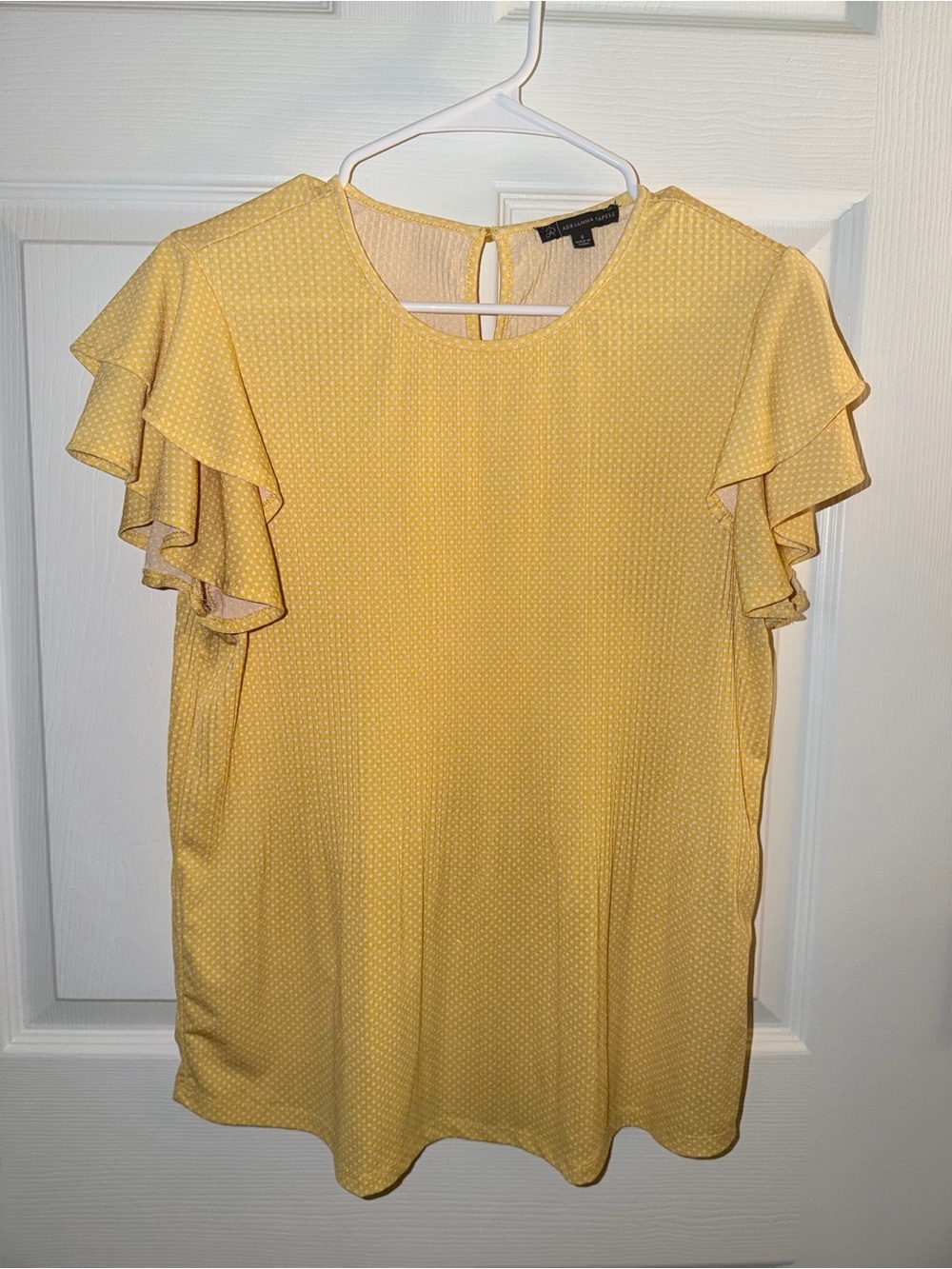 Adrianna Papell Yellow Flutter Sleeve Blouse